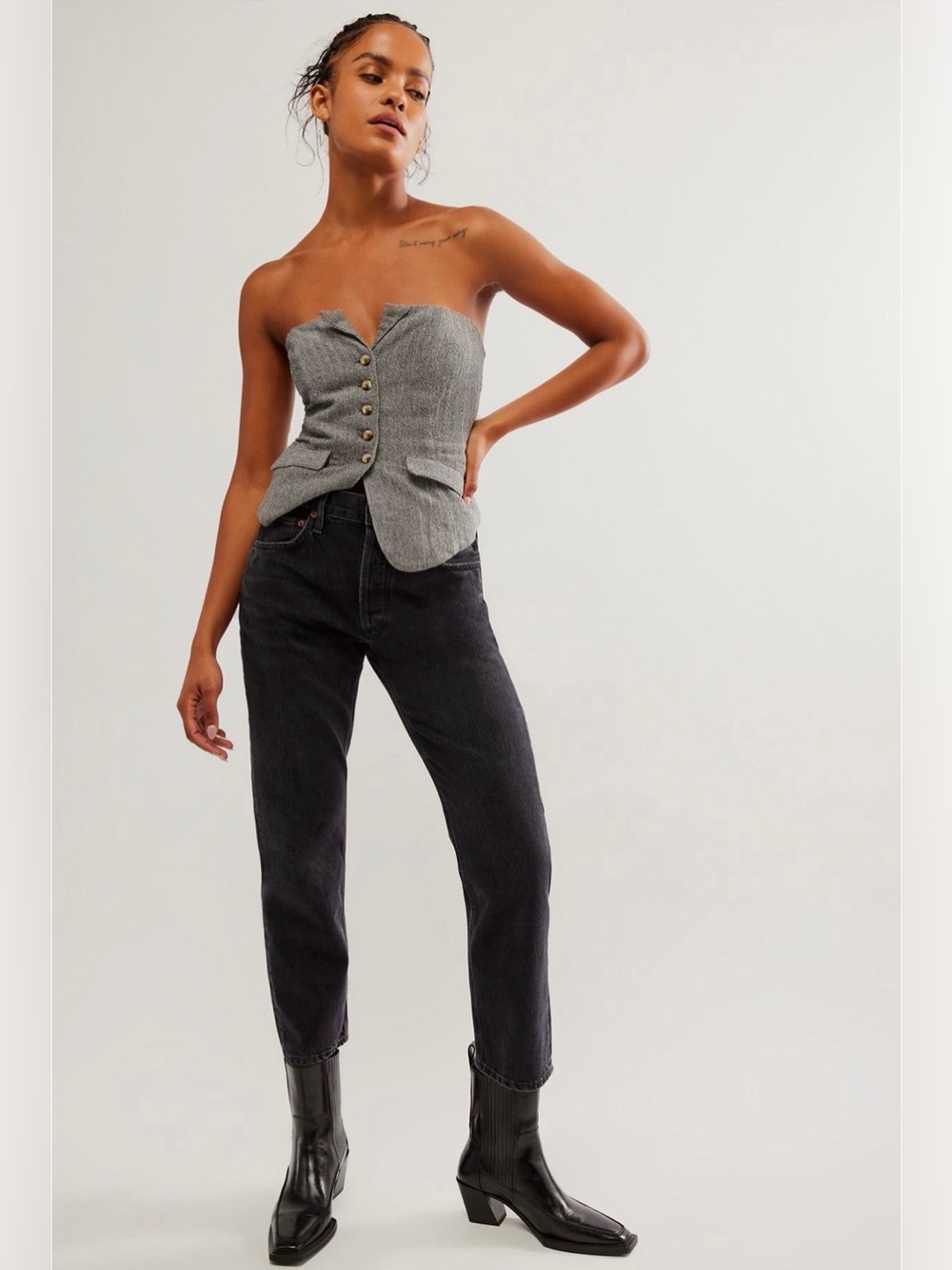 Agolde Parker Jean Hitch Washed Black Boyfriend Jeans 28